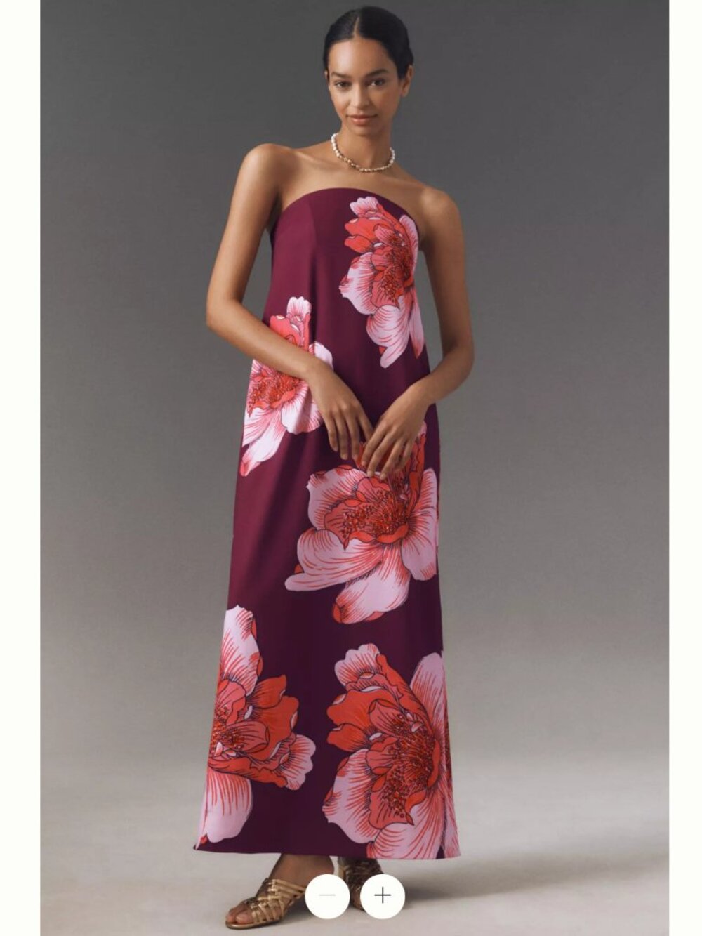 BHLDN Strapless Floral Column Maxi Dress